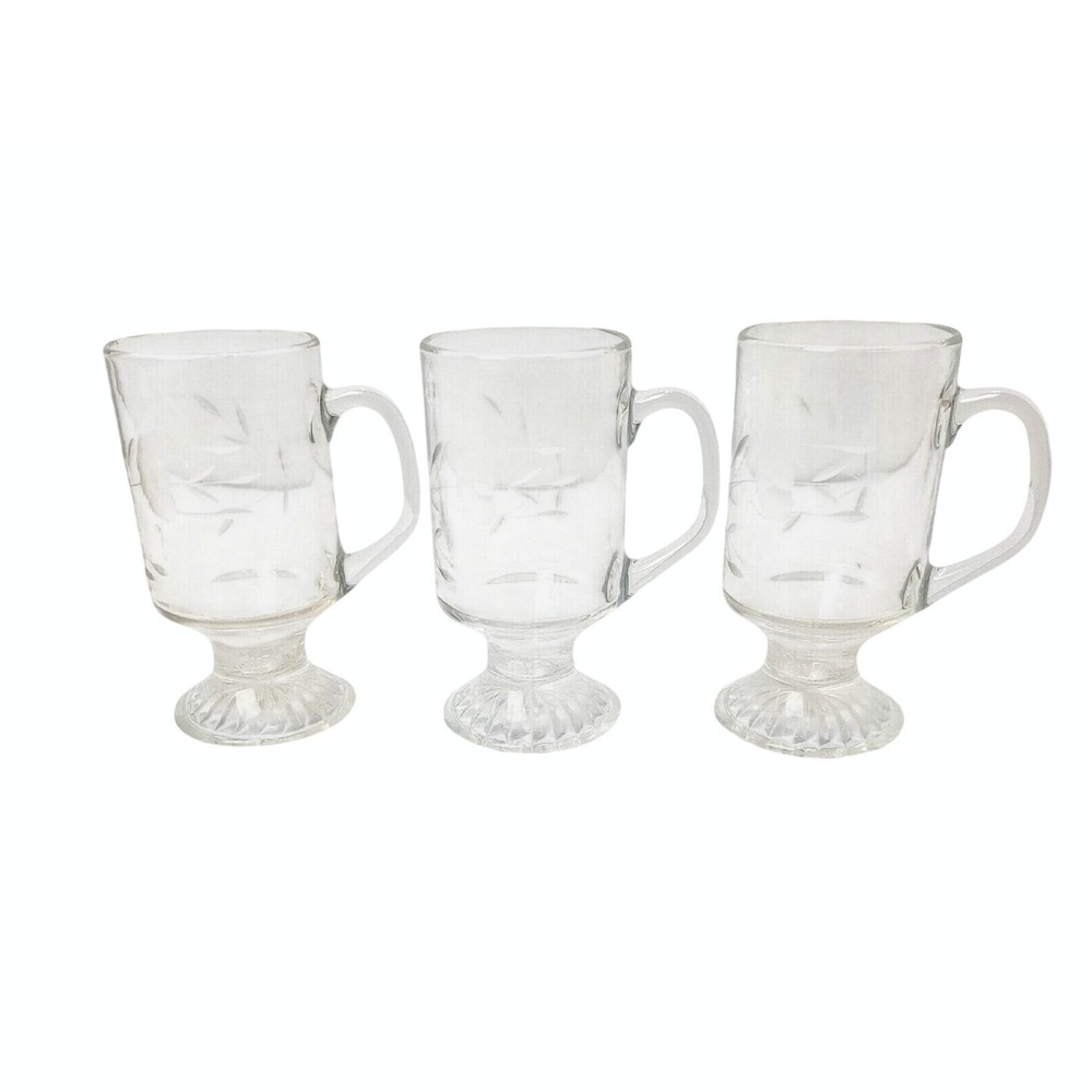 Princess House Heritage Footed Irish Coffee Mugs Set of 3
